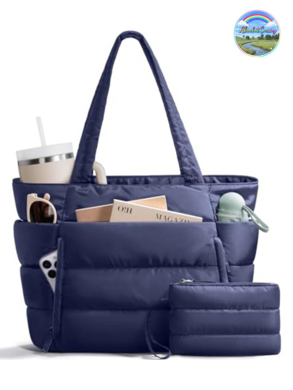 Puffer Tote Bag 20L Padded 15.6" Laptop Sleeve Water Resistant Polyester